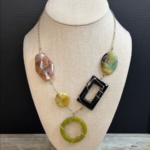 Multicolor Stone Necklace on GF Chain